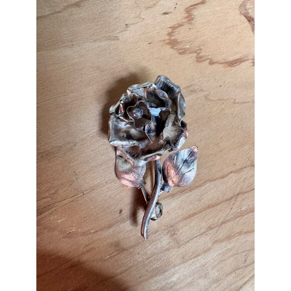 Sterling Silver Rose Flower Brooch Pin Floral Jewelry Hallmarked 925 2" - Picture 6 of 8